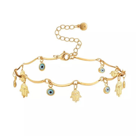 Gold vermeil 18k Gold filled Evil Eye 🧿 lucky charm Anklet. - Picture 6 of 6